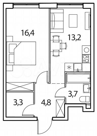 1-к. квартира, 41,4 м², 15/17 эт.