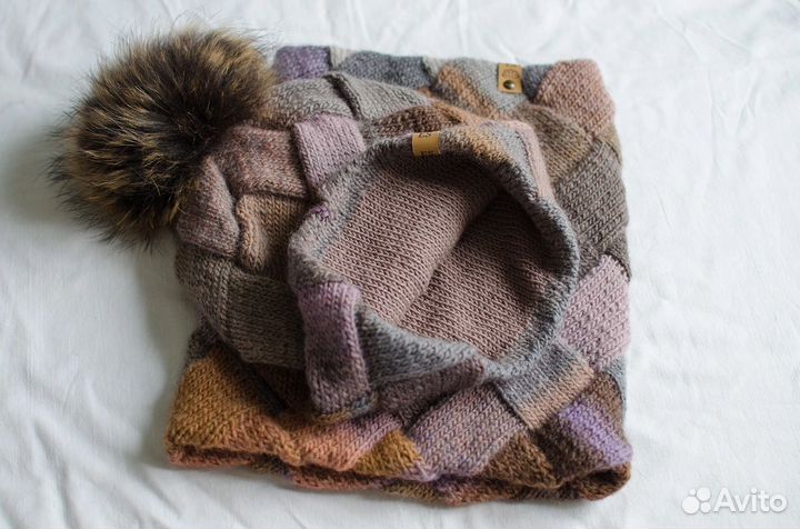 Шапка и снуд женские зимние вязаные