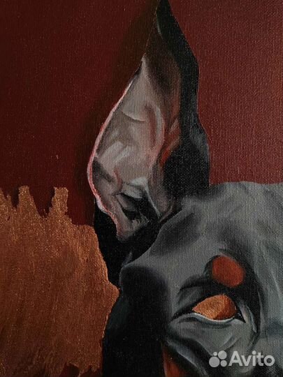 Интерьерная картина акрилом на холсте доберман