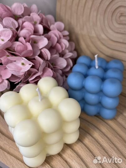 Свеча куб бабл ручной работы