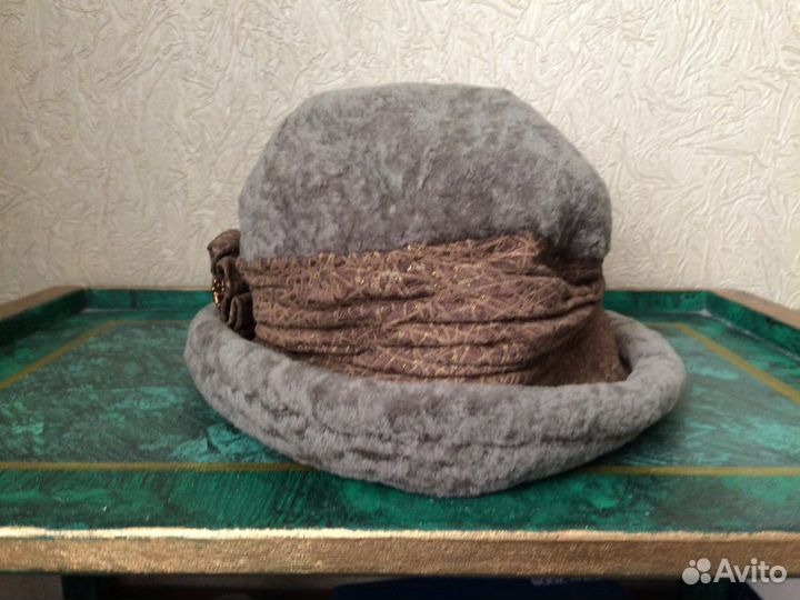 Меховая женская шляпка панама