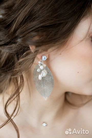 Свадебные серьги ручной работы 