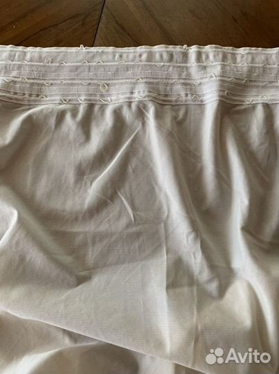 Бежевые шторы с цветами на ленте 120х260/2 полосы