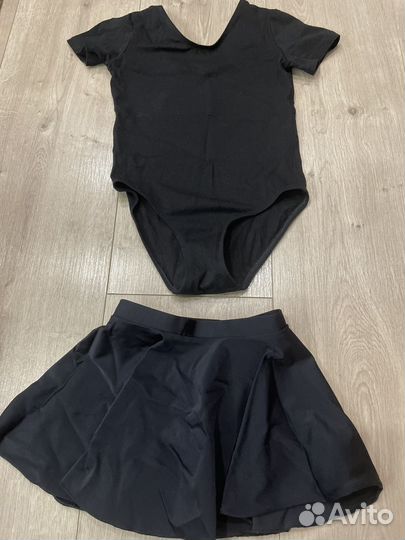 Купальник гимнастический черный с юбкой