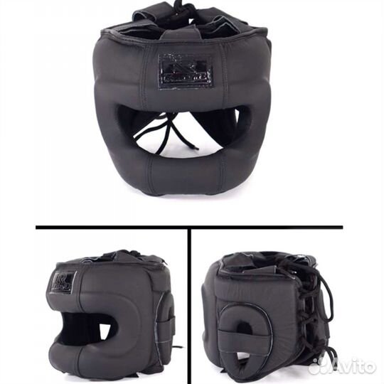 Боксерский шлем с бампером натуральная кожа