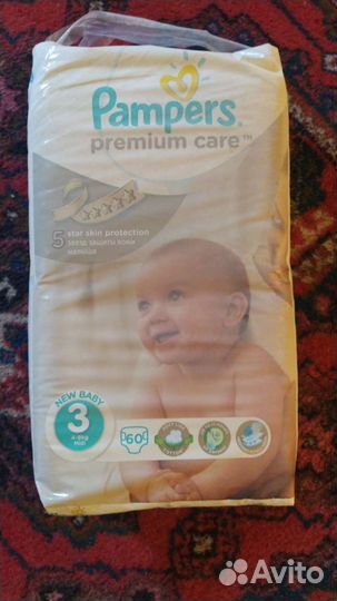 Памперсы pampers 3. 60шт. Премиум care