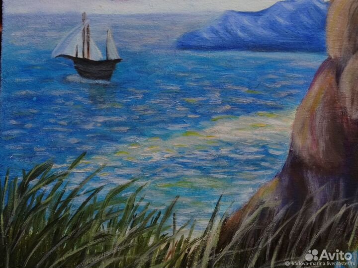 Картина маслом пейзаж, маяк
