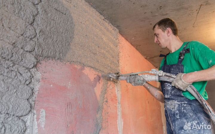 Механизированная штукатурка от 200 м2 по стенам