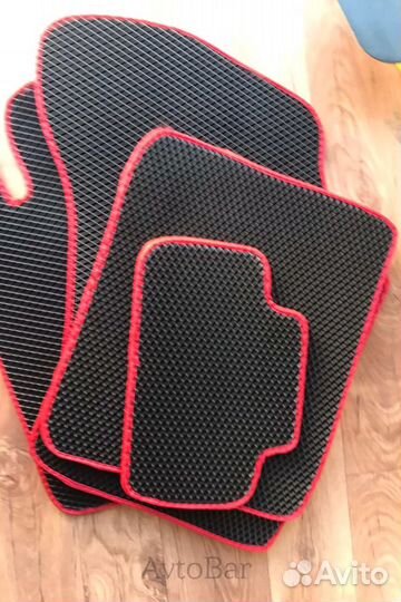 Ева коврики Лансер 9 чёрные красный кант