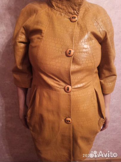 Кожаный плащ женский 48 50