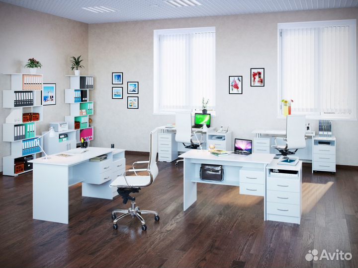 Письменный стол со встроенной тумбой спм-07-1Б, цвет белый, шхгхв 120х60х74 см., универсальная сборк