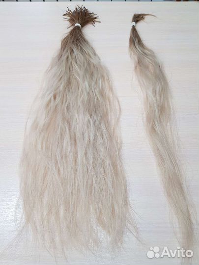 Волосы для наращивания б/у 2 мес 60 см омбре блонд