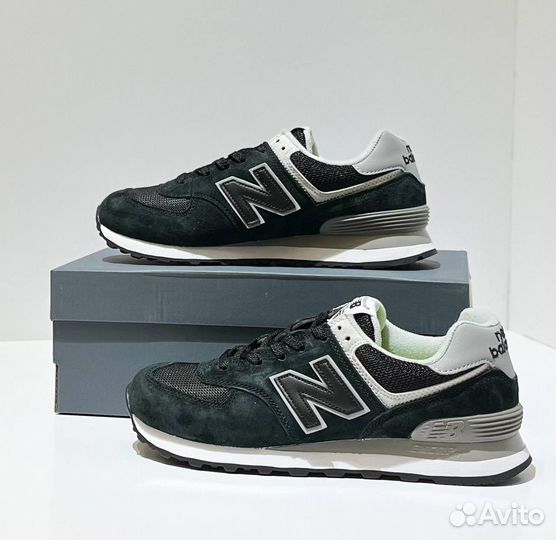 Кроссовки new balance 574 чёрные сеточные