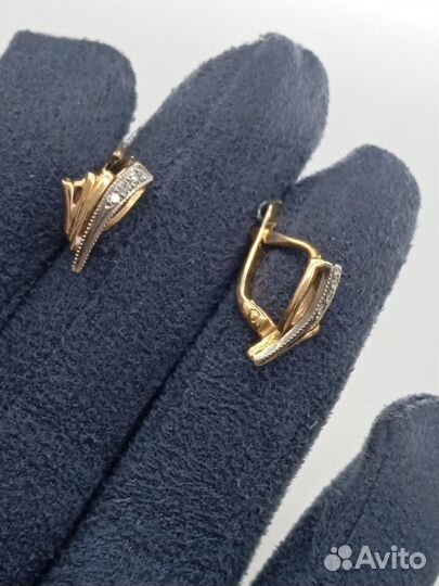 Золотые серьги с бриллиантами 585 пробы, Арт. 19