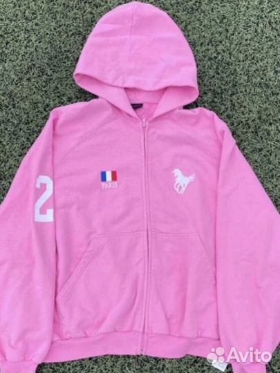 Balenciaga x polo ralph lauren зип худи розовая