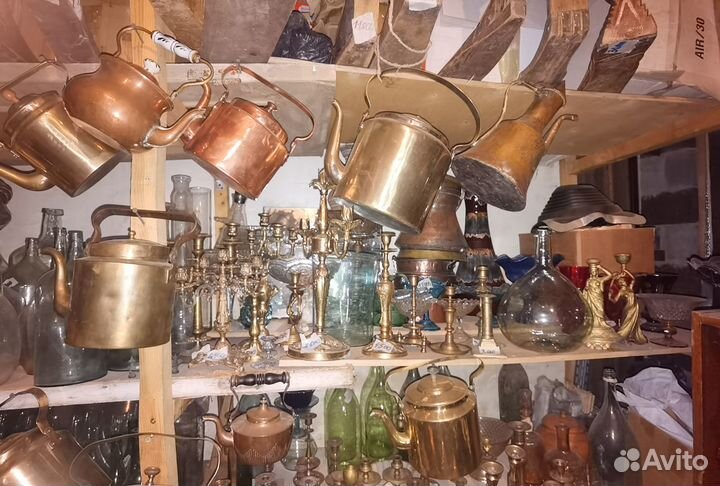 Подсвечники старинные латунные бронзовые с ручкой