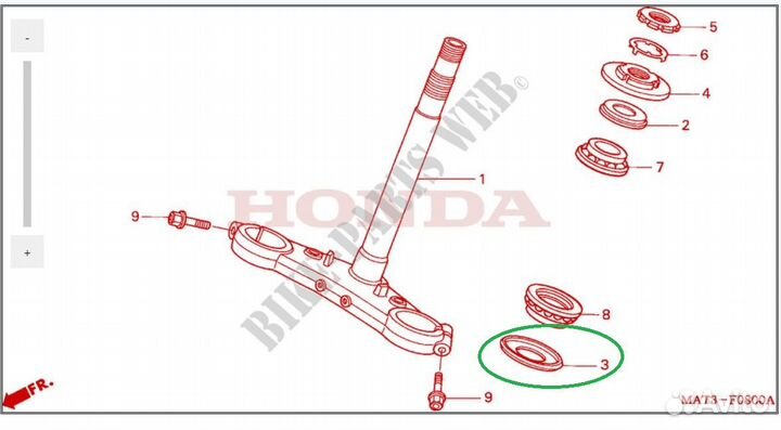 Пыльник рулевого подшипника низ Honda 53214371010