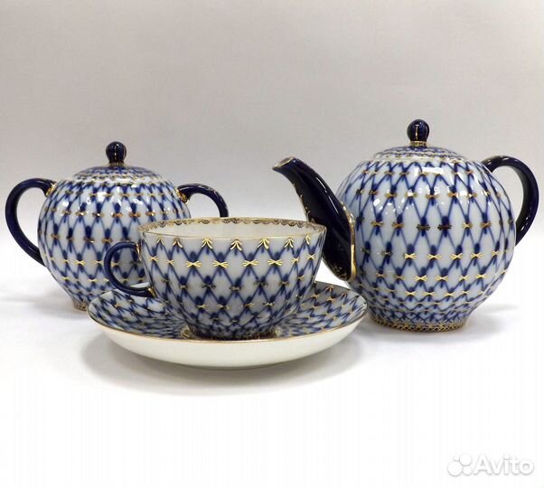 Сервиз чайный Ифз Тюльпан, Кобальтовая сетка, 14пр