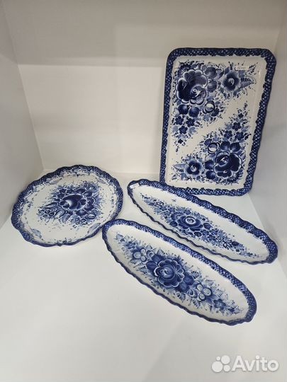 Лоток гжель блюдо автор Алёхин