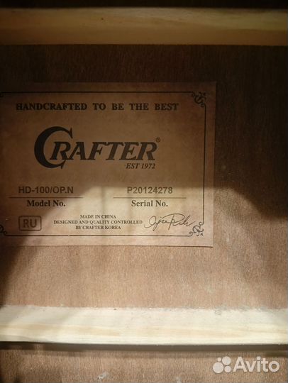 Акустическая гитара crafter HD-100/OP.n