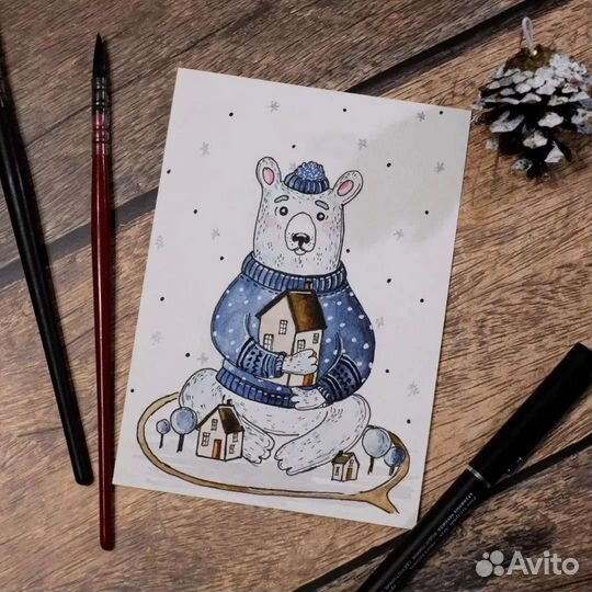 Открытки:ручной рисунок