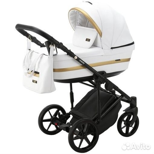 Коляска Adamex Rimini 1 в 1 белая экокожа