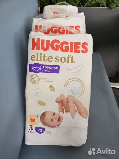 Трусики huggies elite soft 3 размер - 72 шт в уп