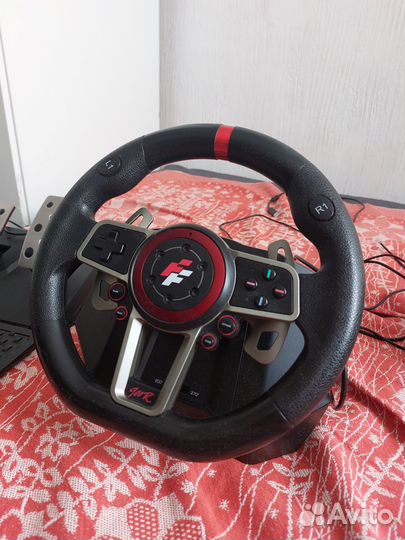 Игровой руль 900 градусов с кпп 3 педали