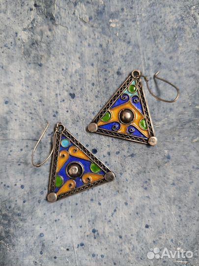 Серьги серебро+эмаль