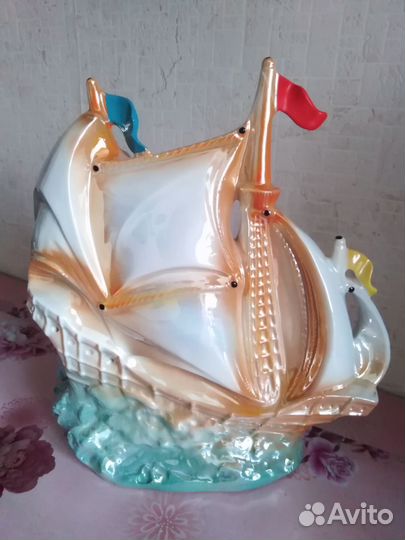 Фарфовый светильник. Ночник.Парусник ГДР Подарок