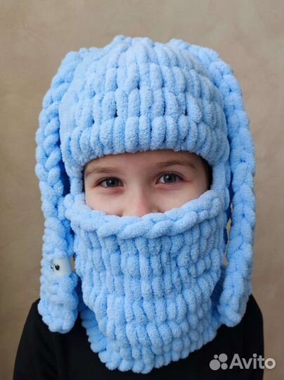 Балаклава вязаная с ушками