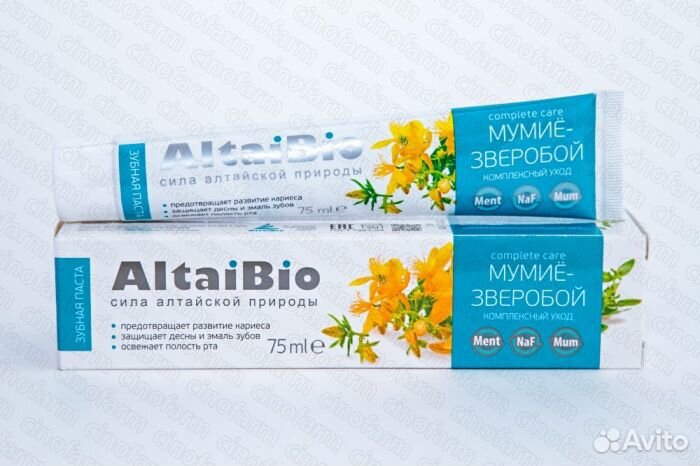 Паста зубная Altaibio комплекс Мумиё-Зверобой 75мл