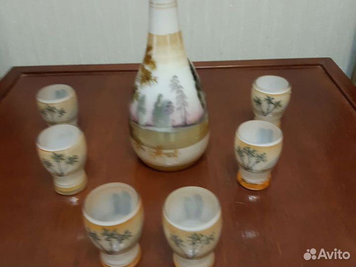 Штоф и рюмки, роспись на стекле