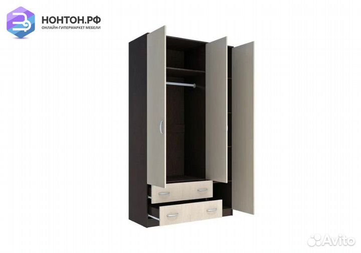 Шкаф 3-створчатый Комфорт №10 венге / дуб молочный