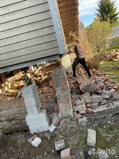 Ремонт фундамента и подъем дома замена венцов