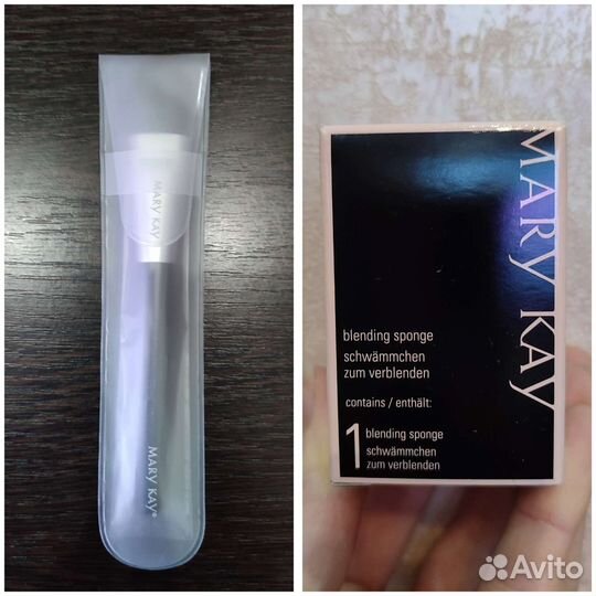 Спонж бьюти-блендер и кисть для тона