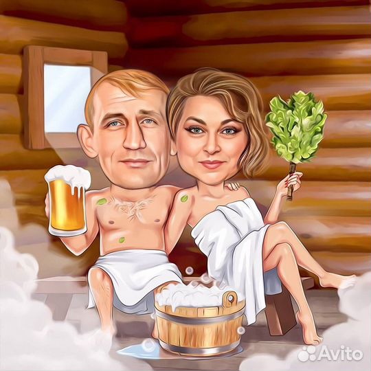 Шарж по фото на холсте