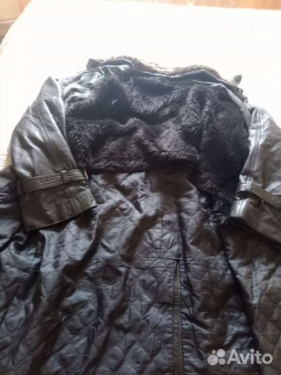 Пальто мужское кожаное с утеплитем