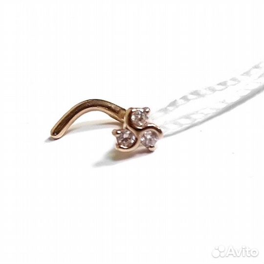 Золотой пирсинг с фианитом