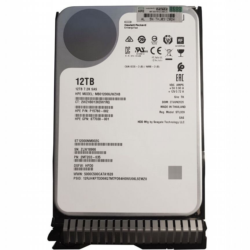 [MB012000JWZHB] Жесткий Диск Hp 12tb Mb012000jwzhb Sas 3,5"