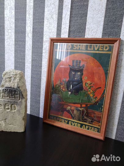 Постер в раме. Винтажный стиль. Кот. Арт 005