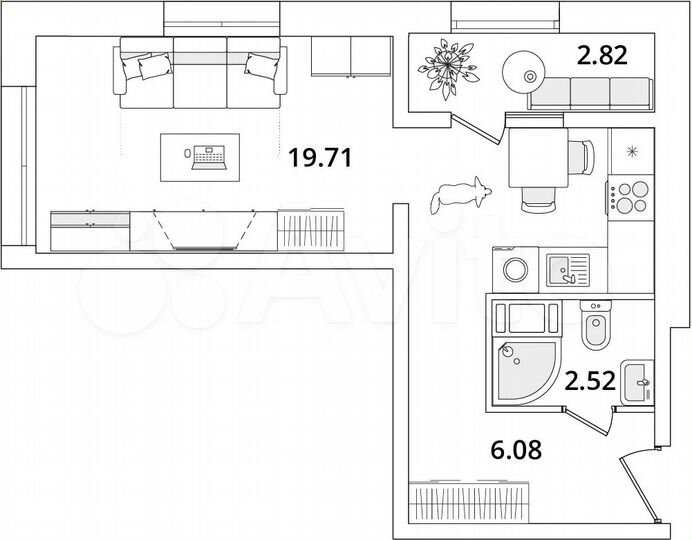 Квартира-студия, 29,7 м², 9/22 эт.