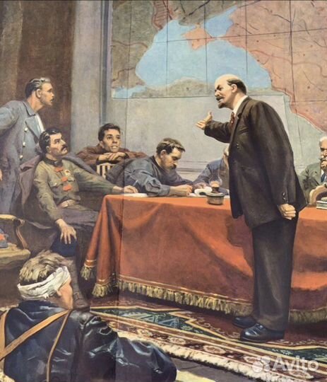 Плакат Шматько Ленин у карты гоэлро 1964