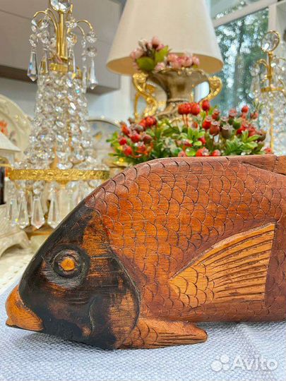 Винтаж декор Рыба из дерева