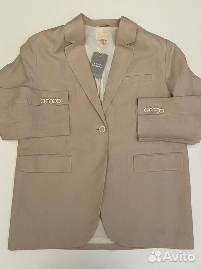 Пиджак жакет H&M Premium из шелка и льна XXL