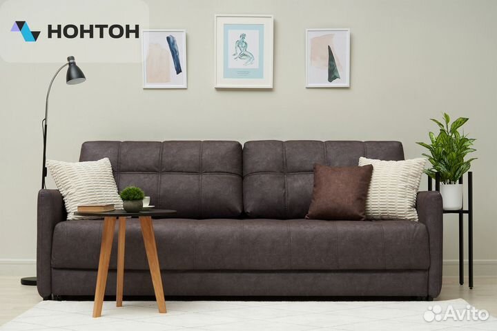 Диван еврокнижка Рон Loft серо-коричневый