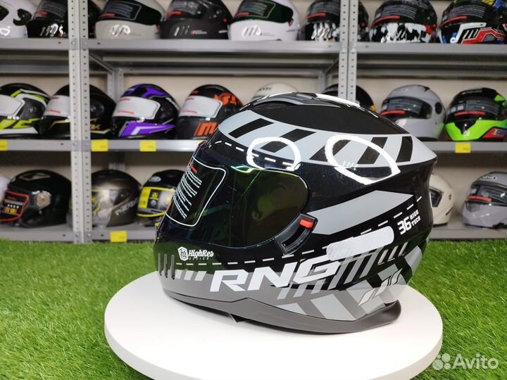 Шлем для мотоцикла-закрытый RNG. Зеркальный визор