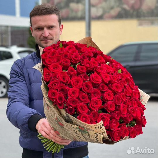 Длинные розы 60см доставка 101роза с доставкой