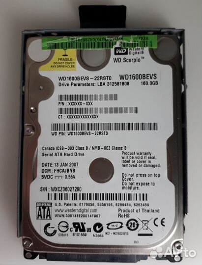 Жёсткий диск для ноутбука WD Scorpio 160