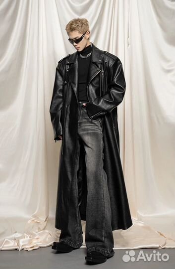 Кожаный тренч balenciaga type long leather